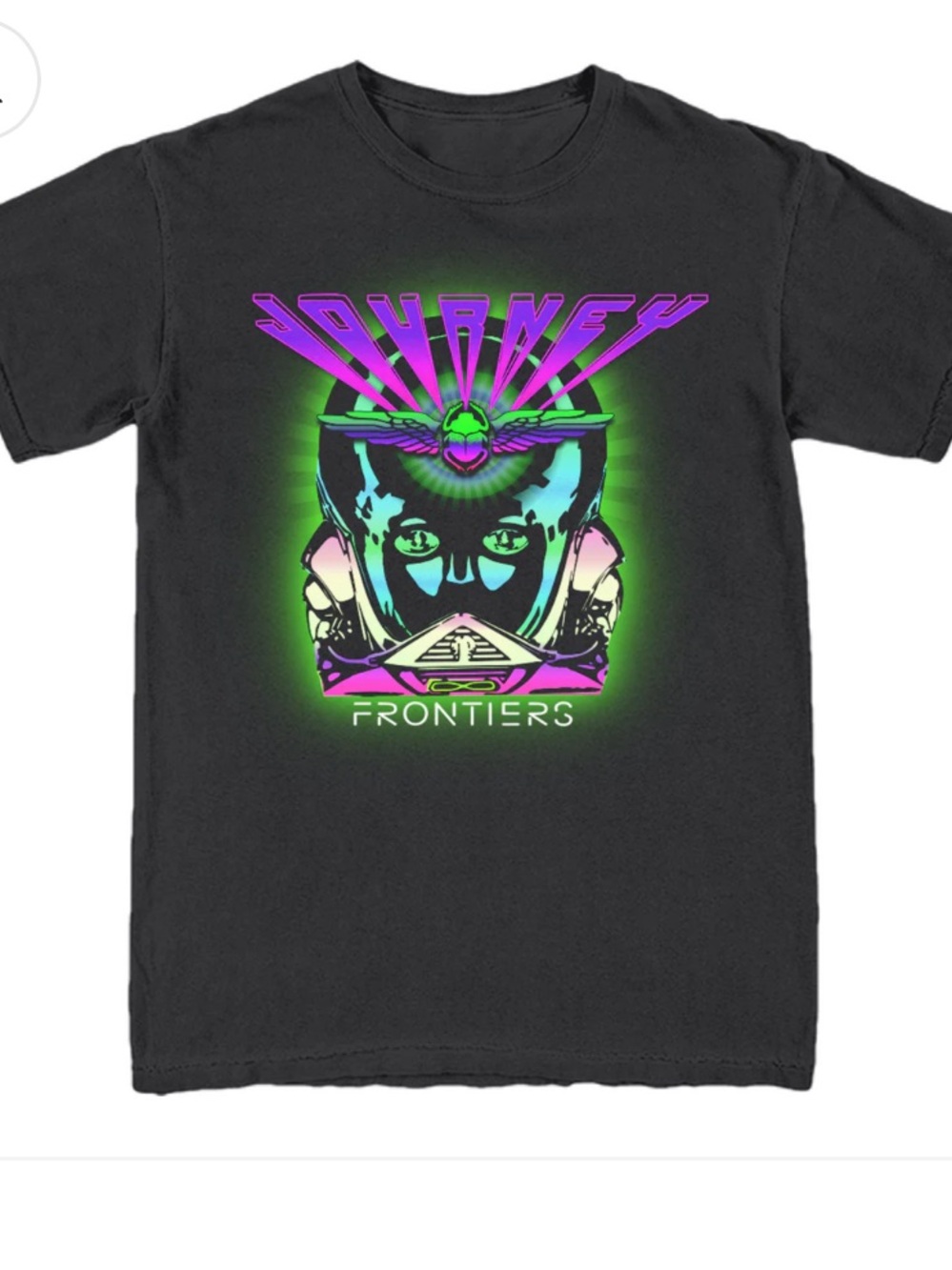 Journey Frontiers Album Cover Logo Neon Beetle and Astronaut helmet shirt
